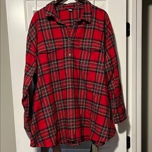 Old Navy Red Plaid 1/4 button up Women's Top